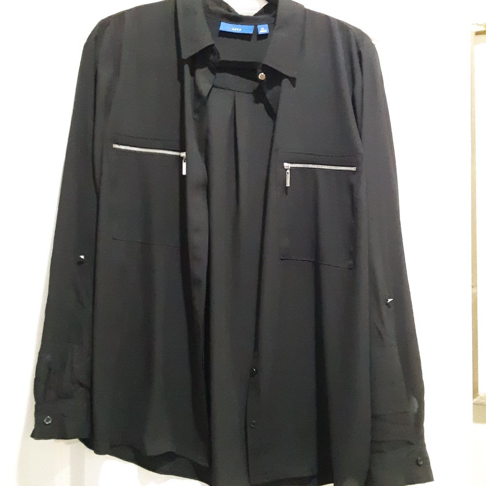 Womens Long sleeve black dress shirt